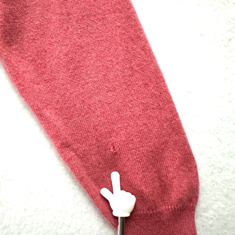 Tahari 100% Cashmere L V-Neck Sweater Pink Coral Oversized Drop Shoulder Large - Picture 9 of 10
